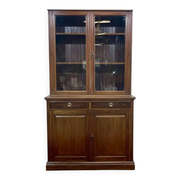 English walnut two-body library from the early 20th century.