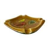 Ashtray abstract in ceramic and leather 50s-60s