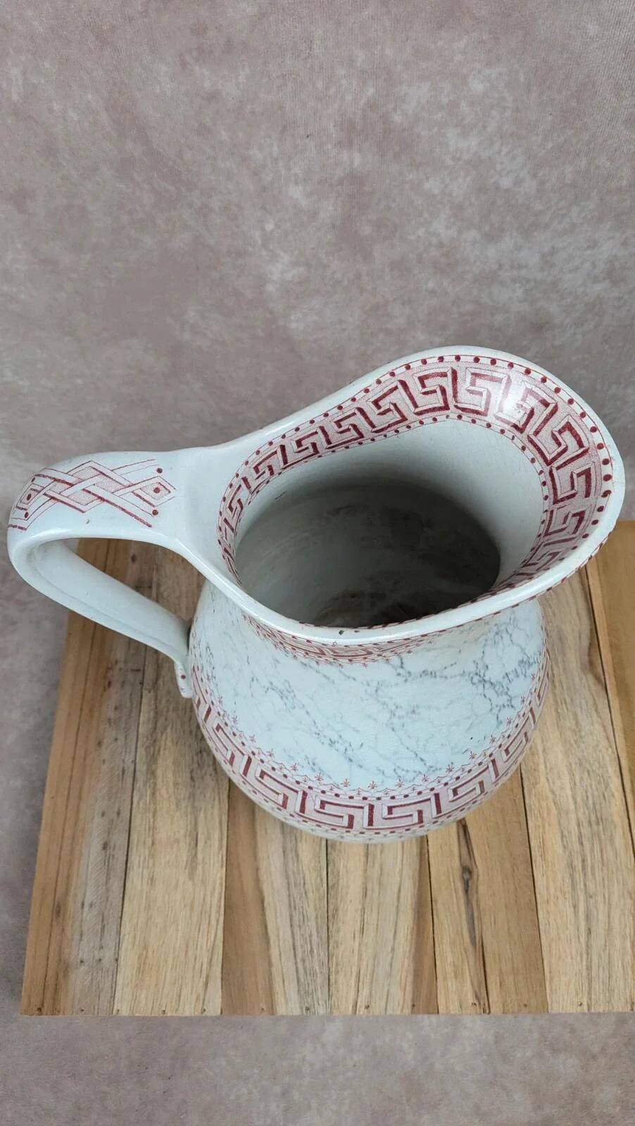 Antique toilet bowl Kg Lunéville Athens model red decor – large size