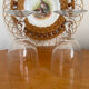 Set of two engraved glass wine glasses