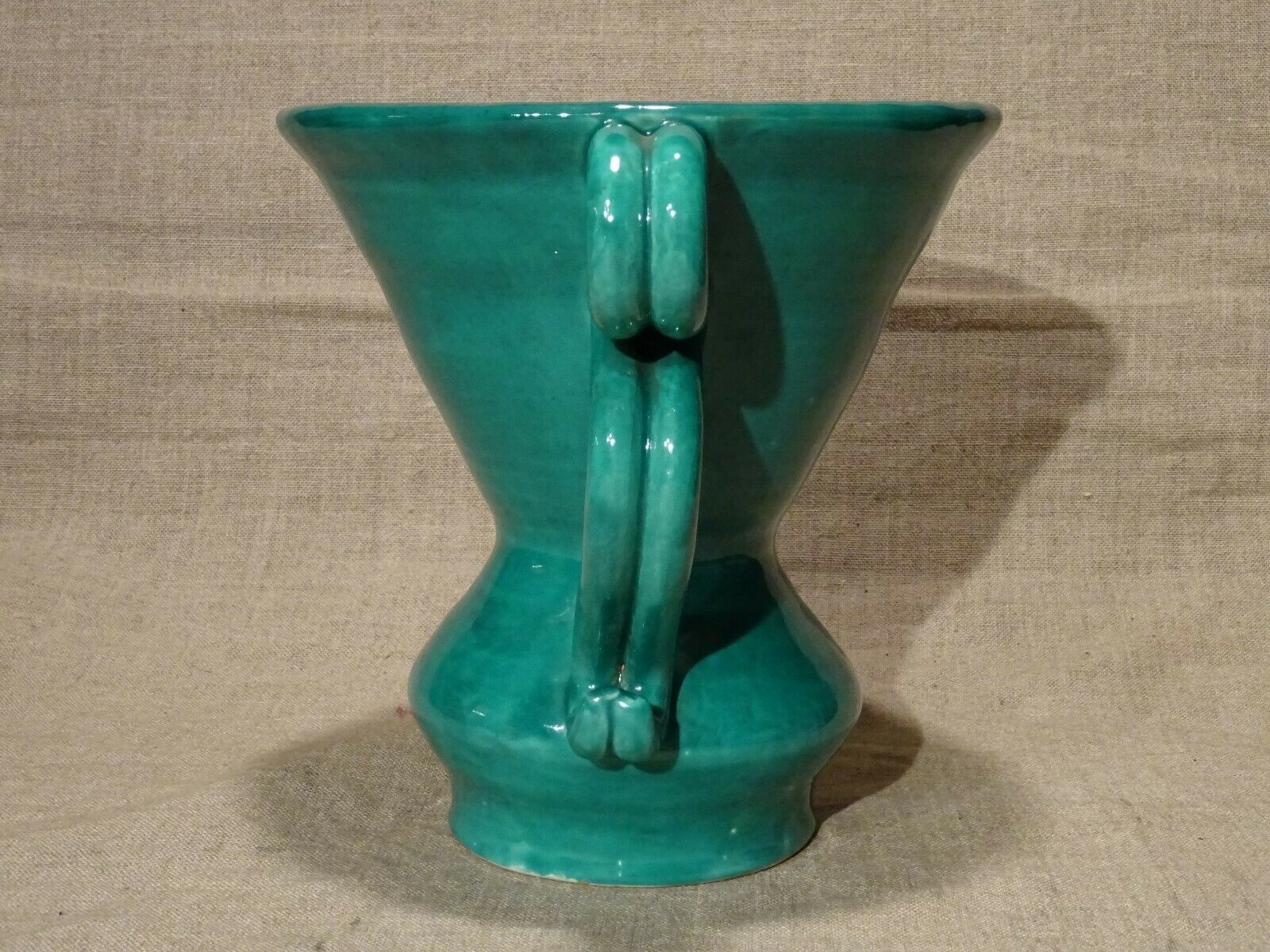 Vase 2 handles vintage green 50's Jean Austruy Saint Marcellin