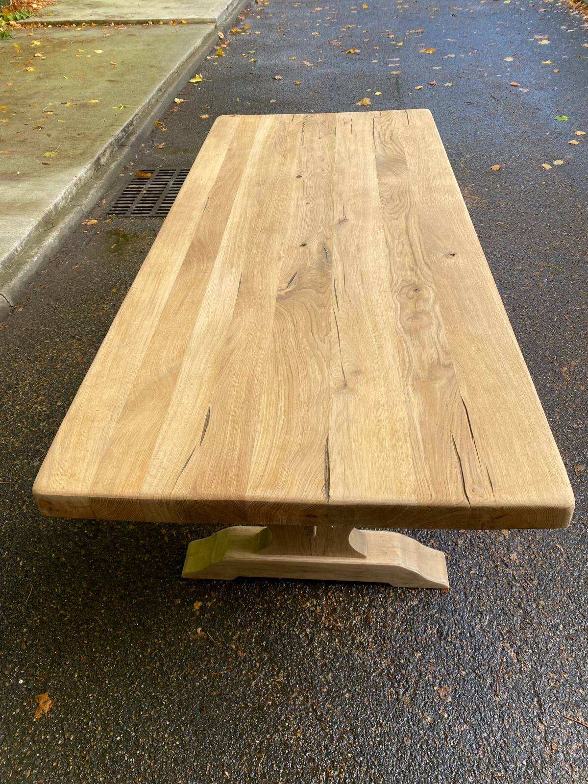 Table à manger de monastère rénovée en chêne massif du 19ème 200cm
