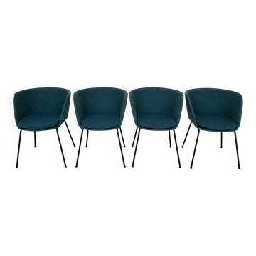 Set of 4 Fredericia chairs – Geckeler Michels – petrol blue fabric