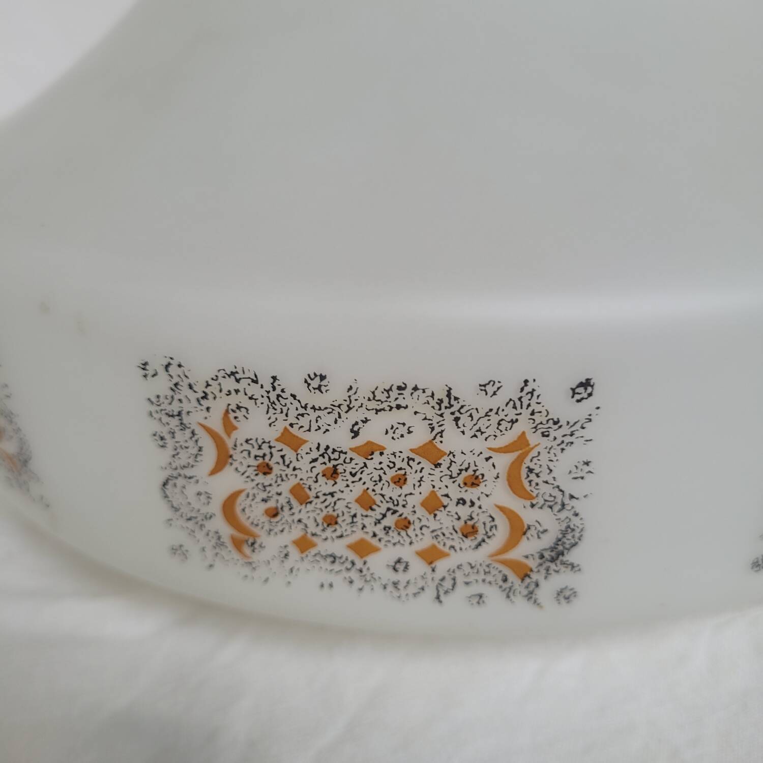 Opaline suspension lampshade — screen-printed cashmere design — 60s