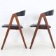 Set of 2 “A-Chairs” / teak chairs / recycling leather / black / Mid Century Danish Modern Design / 1960s