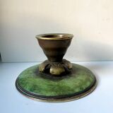 Scandinavian ART DECO candle holder in Bronze with verdigris patina