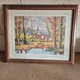 Landscape painting of a village