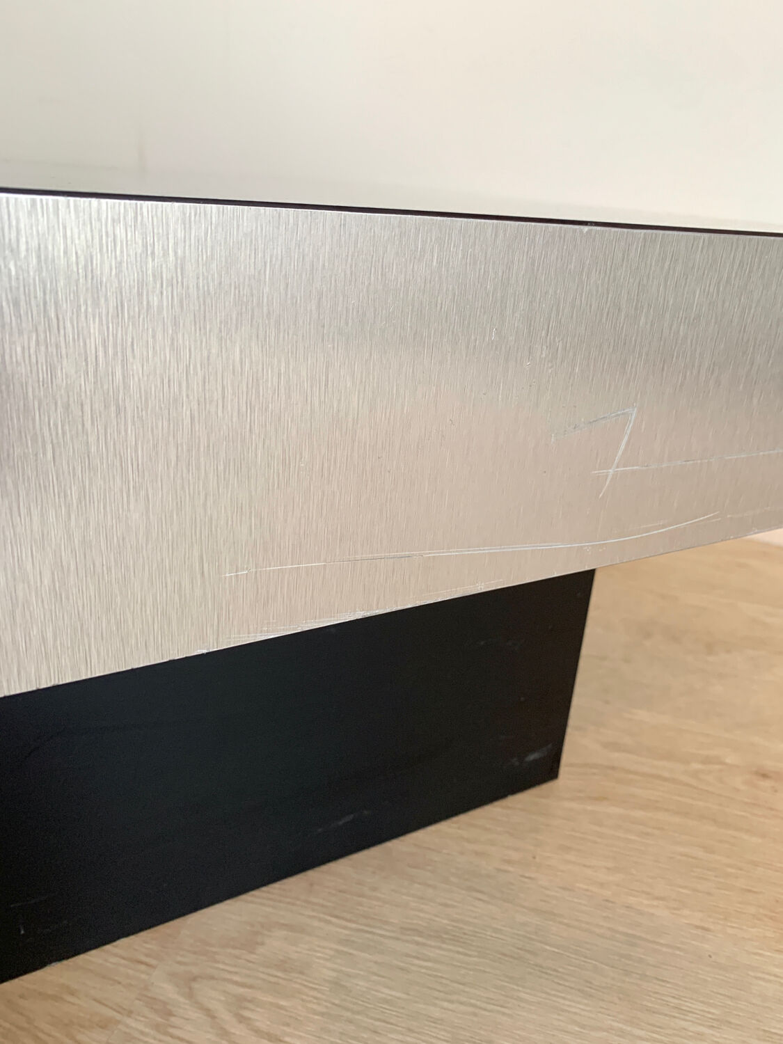 70s coffee table in brushed aluminum