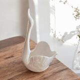 Vintage English white ceramic swan vase/cachepot