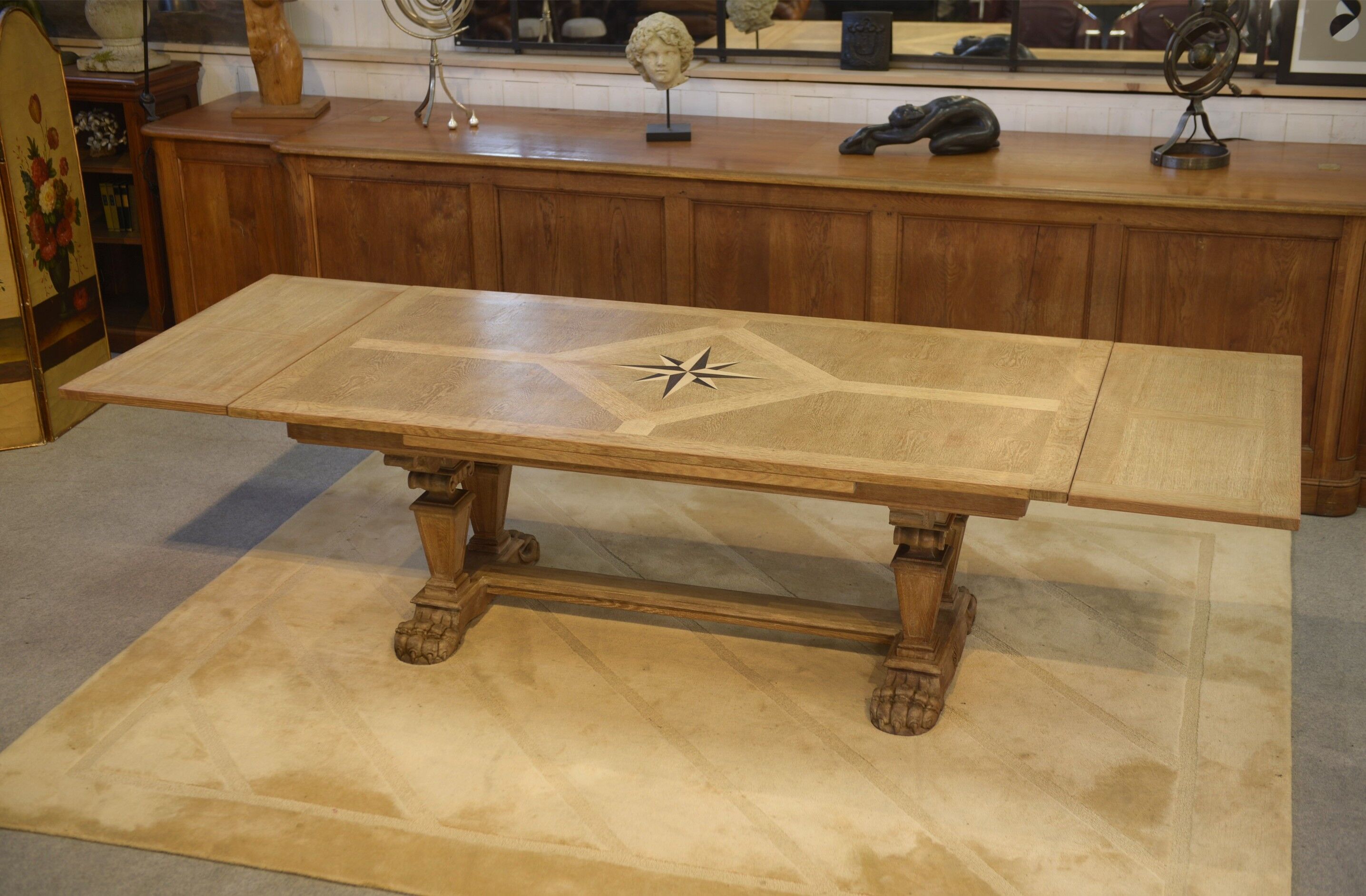 Large sculptural oak table from the 1950s.