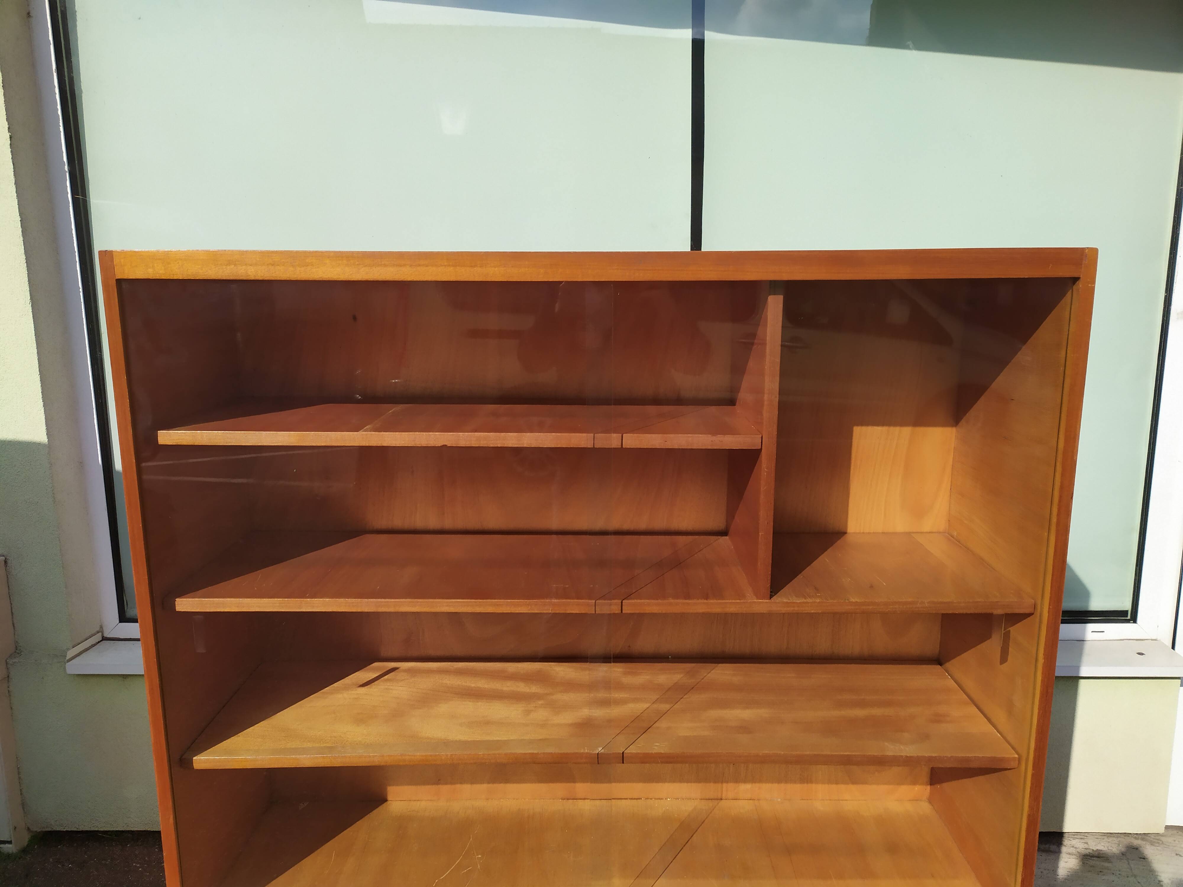 Vintage glass bookcase - Wood