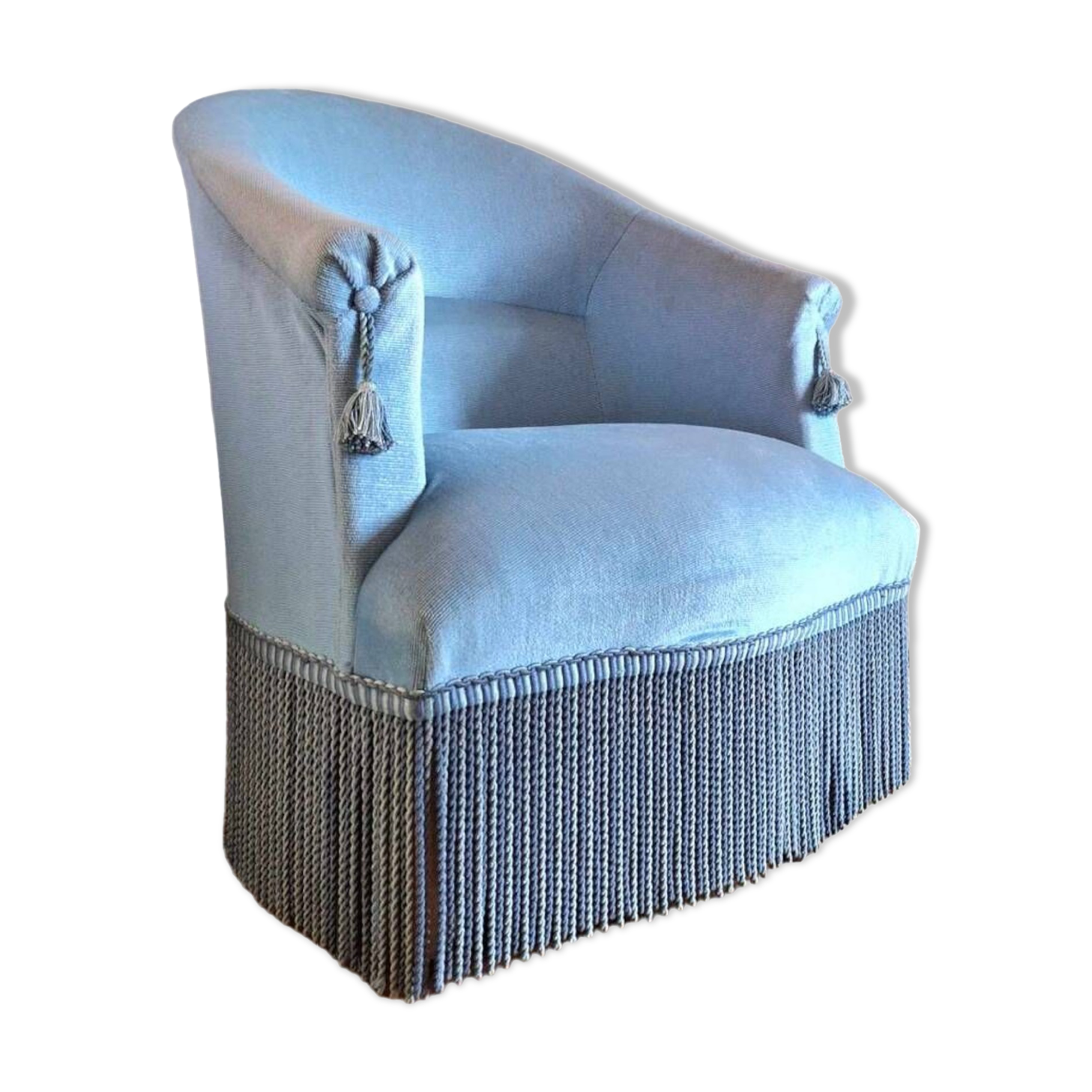 Fauteuil crapaud vintage, meuble siège Napoleon III ancien