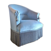 Vintage toad armchair, antique Napoleon III seat furniture