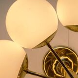 German brass ceiling lamp in mid-century modern space style by Kaiser Leuchten, 1960s.