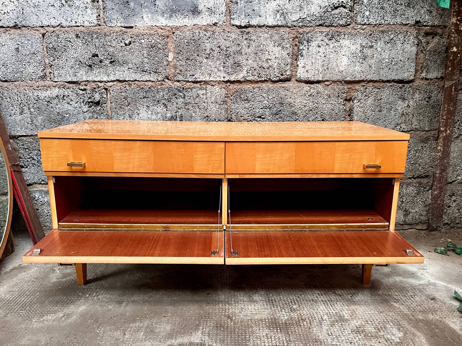 Light wood row TV unit