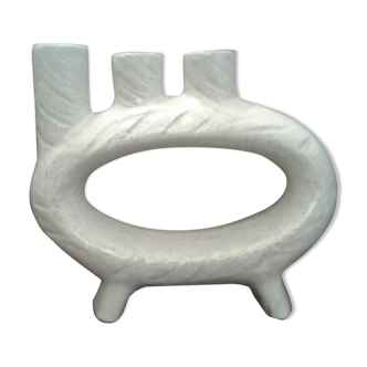 Large Ceramic Ring vase 3 collars Japan XXth
