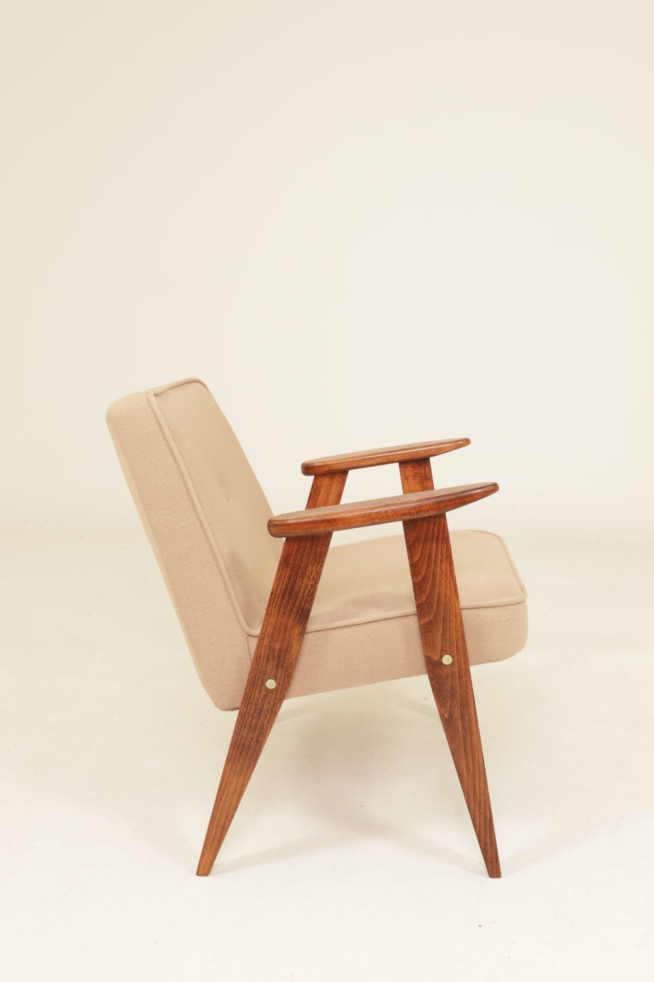 Vintage chair in beige velvet designed by Chierowski.