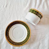 Large Fine Porcelain Cup and Saucer by Artist R. Sechet for Limoges Empire Style Lou