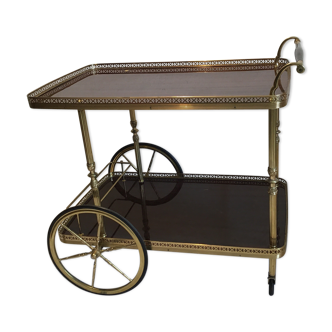 Serving table brass and wood varnish