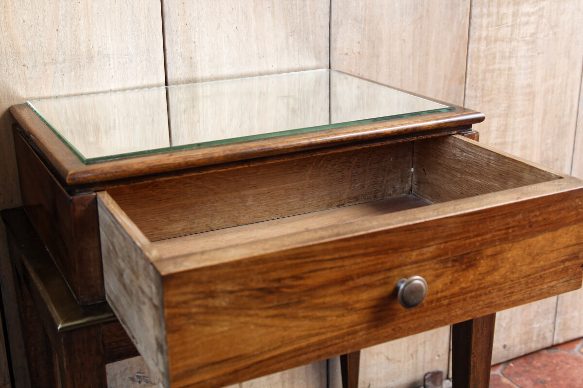 Bedside table, sofa tip - rosewood and brass plate