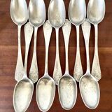 9 soup spoons & 9 forks in 19th century silver plated metal