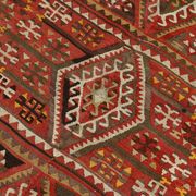Tapis Kilim en laine beige et rouge 6x13, 193x406 cm