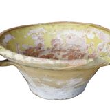 Bol à confit français ancien à glaçure jaune, tian