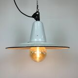 Industrial White Enamel Factory Pendant Lamp, 1960s