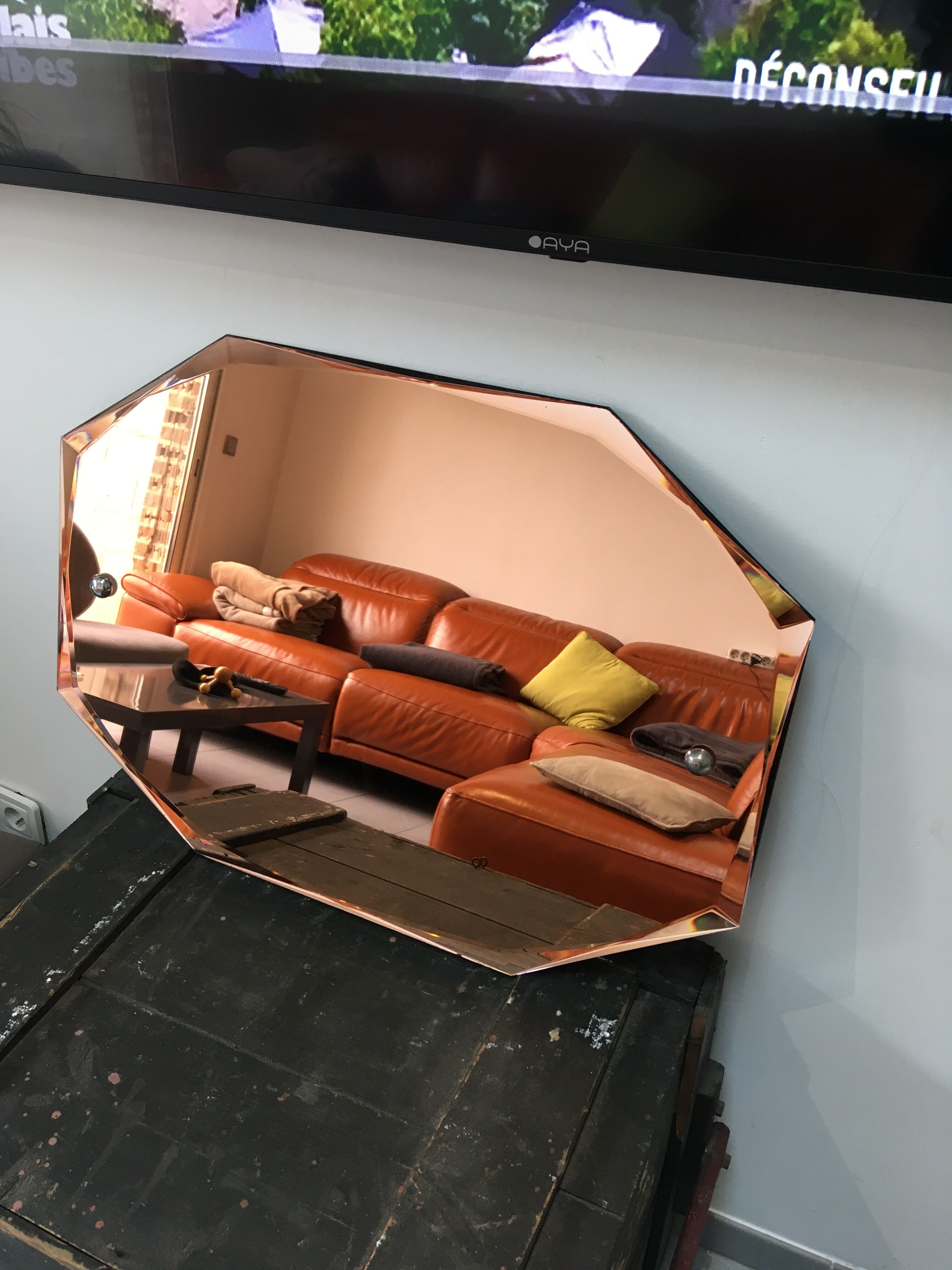 Art deco bevelled mirror  75x54cm