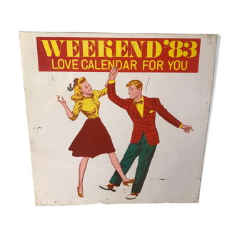 Glacoide plaque cardboard advertising weekend' 83 love calendar for you vintage