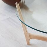 Round Coffee Table - Glass top and beech base