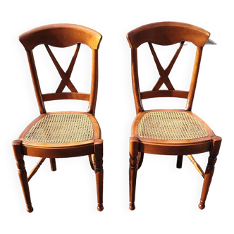Paire de chaises  cannée
