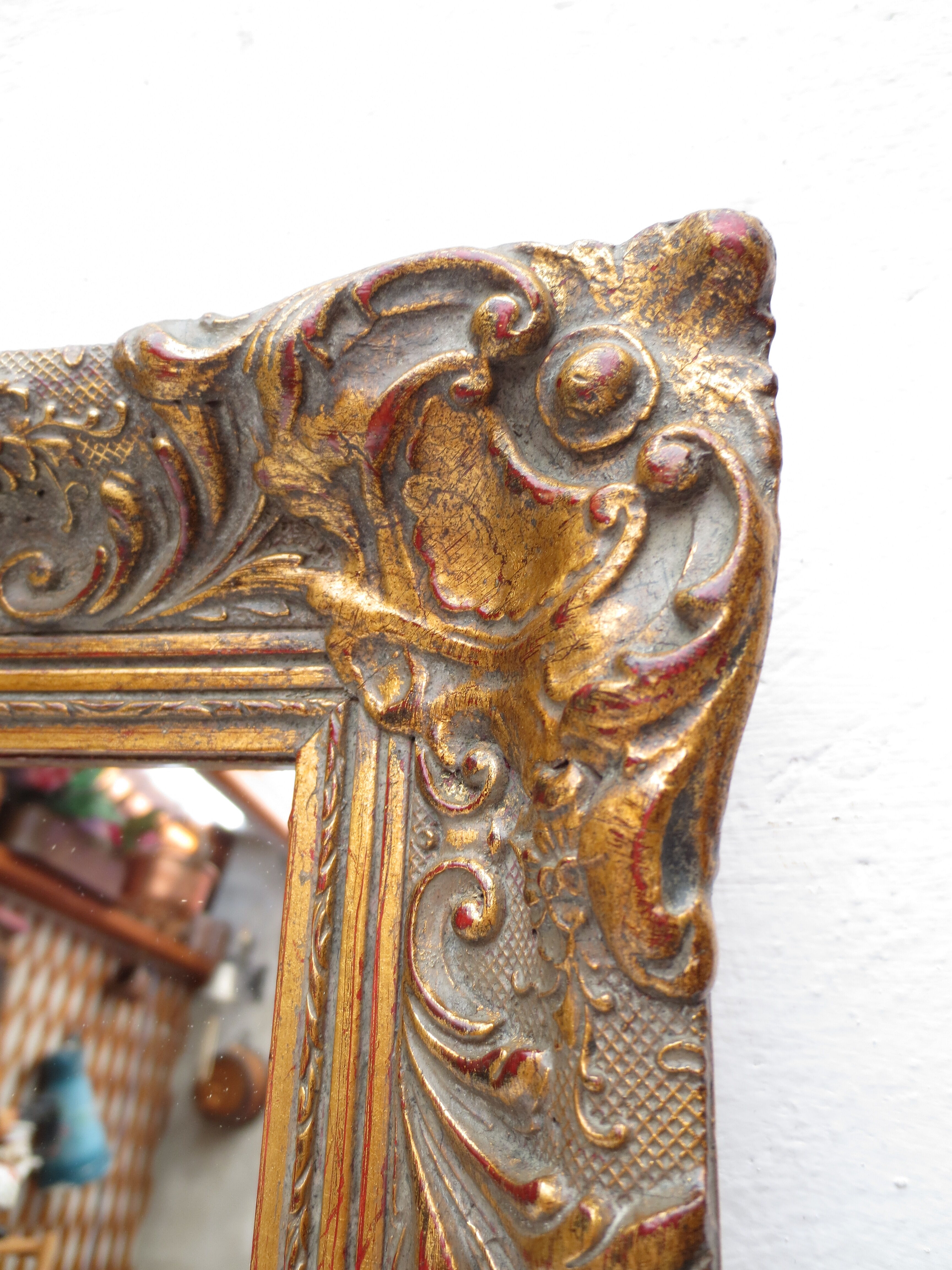 old rectangular mirror aged golden tower