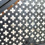 Vintage 1950s fireplace screen, fan shape.