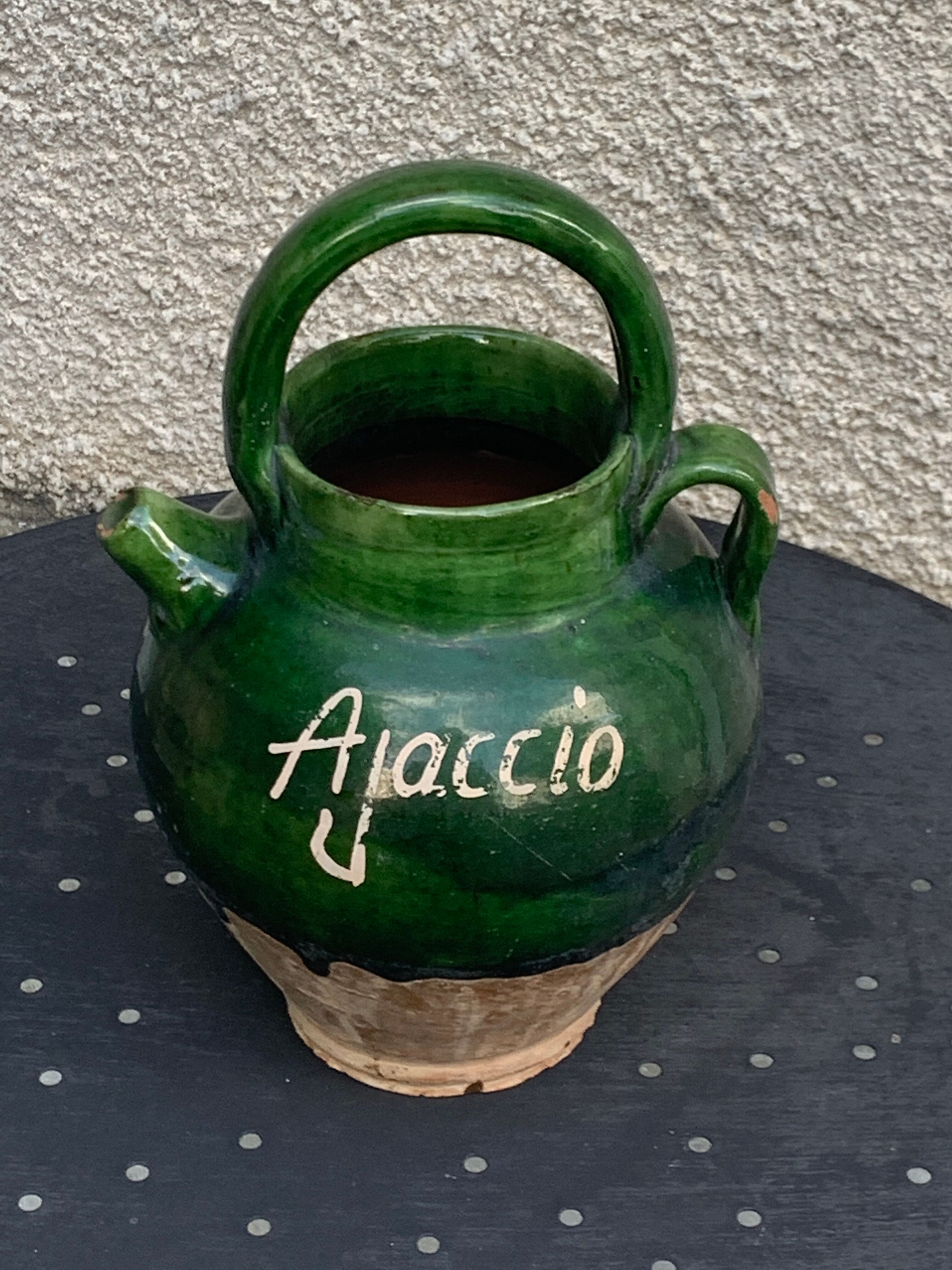 Ancient gargoulette in Corsican green glazed earth
