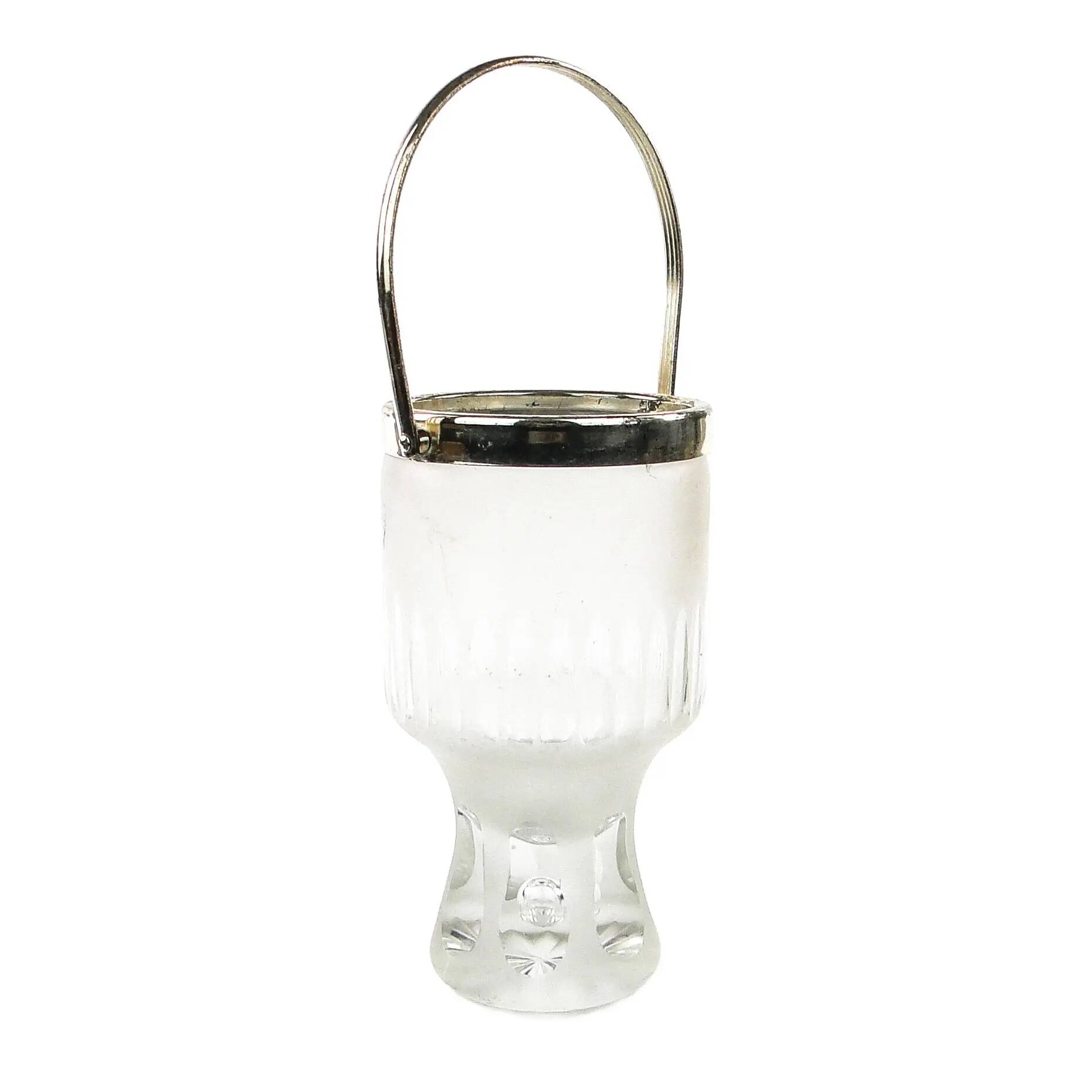 Art Deco ice bucket, glass, Val Saint Lambert, Belgium, 1950s