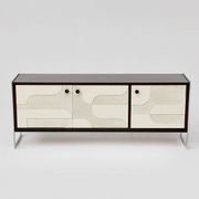 Vintage sideboard with handmade relief surface, metal, Germany, 1960s