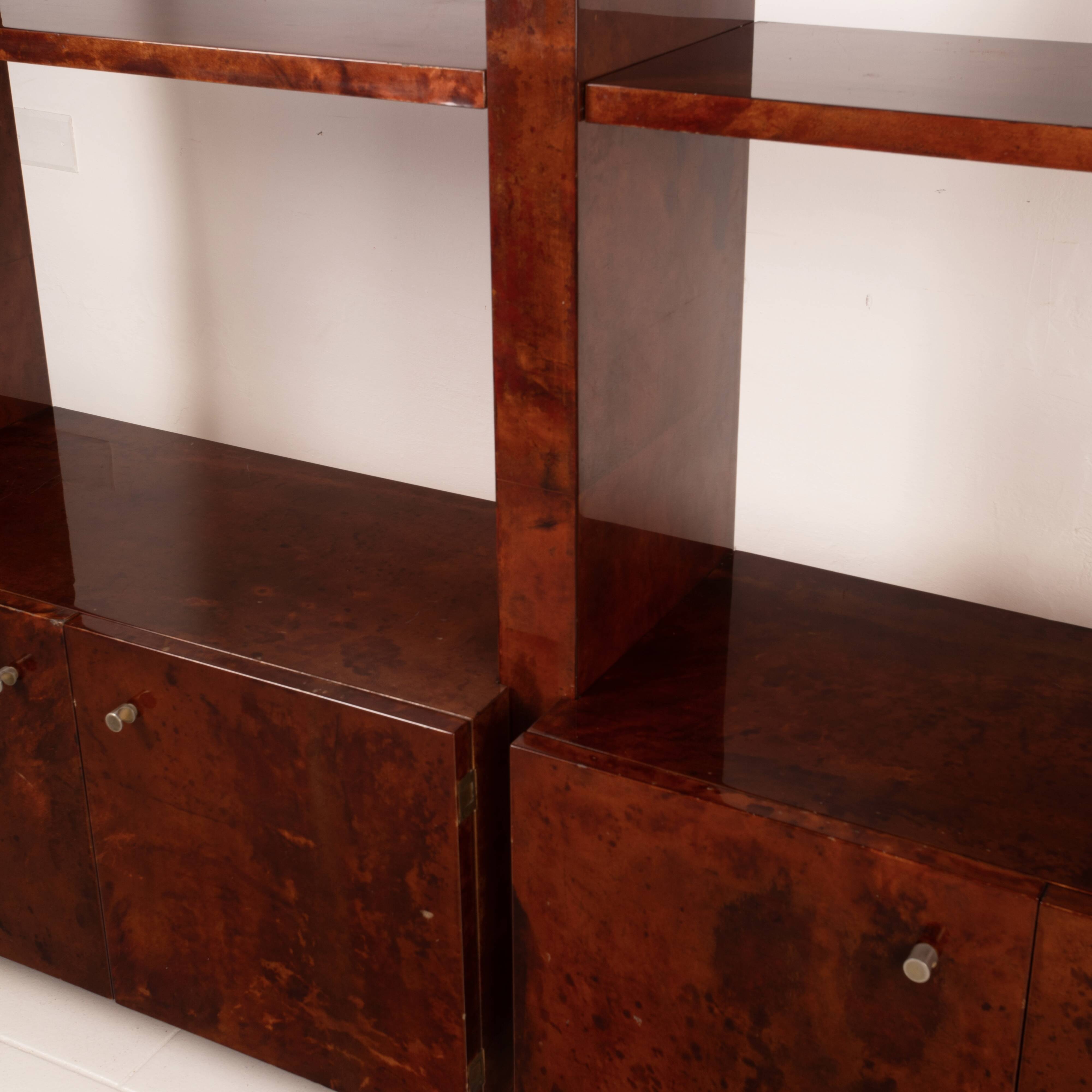 Parchment bookcase by Aldo Tura for Tura Milano 1960