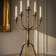 Large Mid-Century Brutalist 5-Arm Gilt Iron Candelabra 55cm