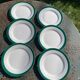 6 flat antique earthenware plates with dark green edging Digoin sarreguemines old france