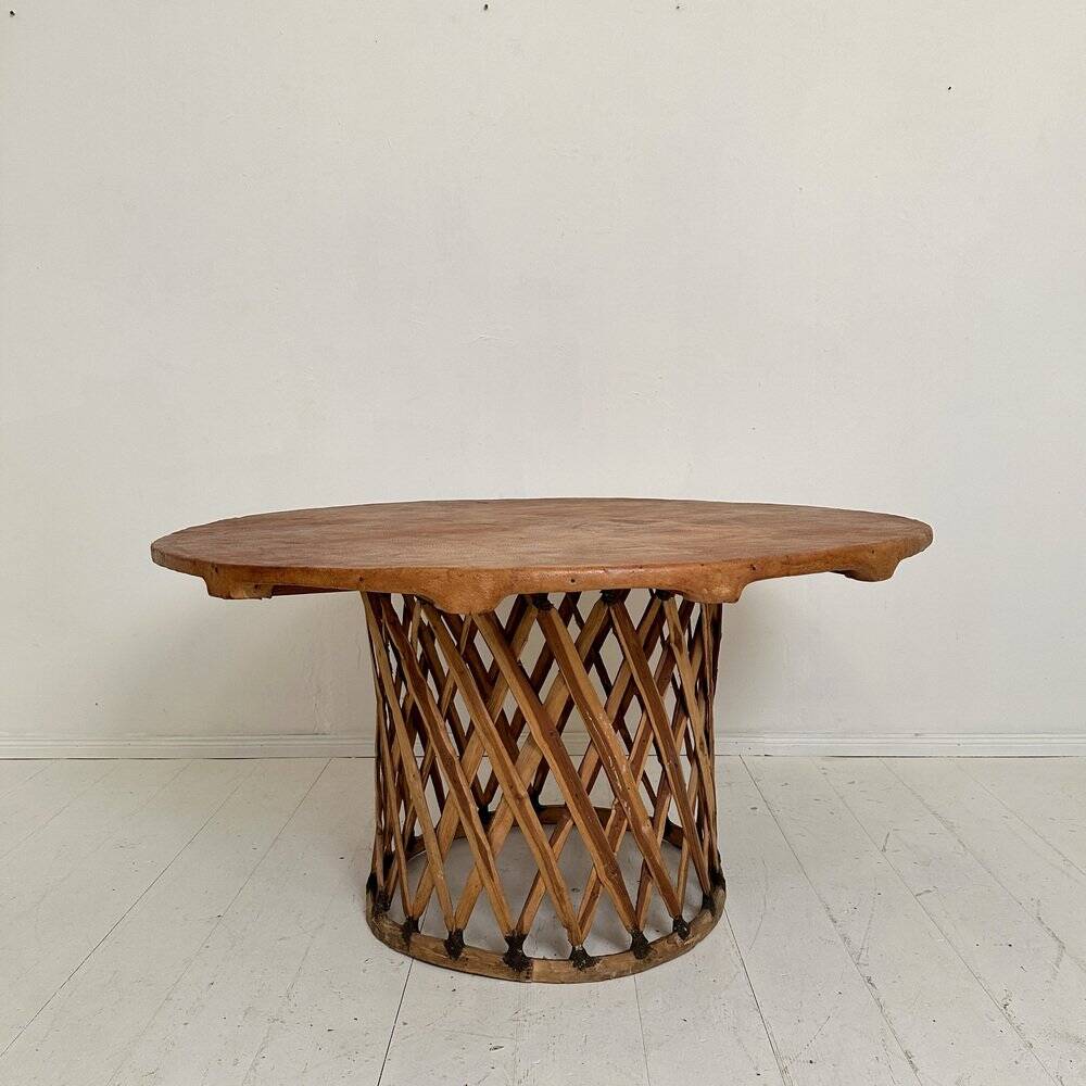 Large Mid-Century Modern Mexican Equipales Leather Dining Table, 1970