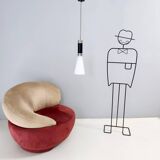 Opaline Glass and Chrome-Plated Brass Pendant by Stilnovo, Italy