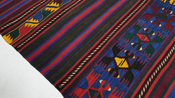 tapis kilim 13.3x4.6 pieds 407x141 cm salon kilim tapis, tapis décoratif turc vintage, fait à la main