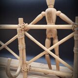 Wall-mounted rattan coat rack 4 hooks