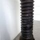 Solid oak press stool, metal base, 19th century.