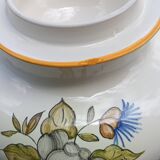 Théière tisanière ancienne céramique faïence de Rodez, décor floral rose noire de Samadet
