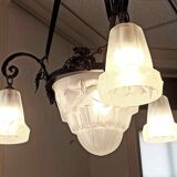 Degué 4-light Art Deco chandelier Width 62 cm Height 93 cm