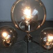 Chrome and glass floor lamp in mid-century German space style by Hustadt Leuchten, 1960s.