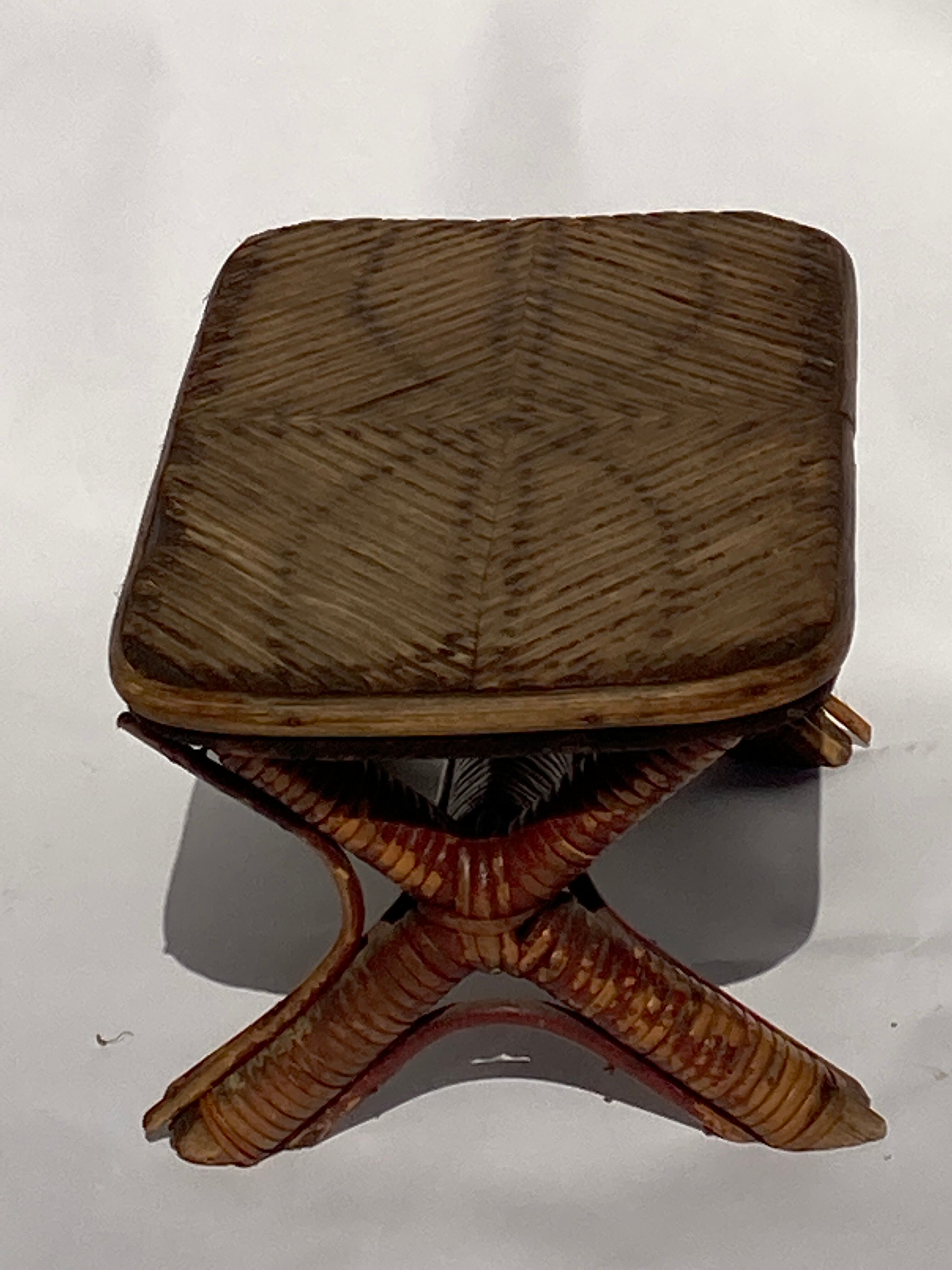 Rattan wicker bamboo hocker or foot stool