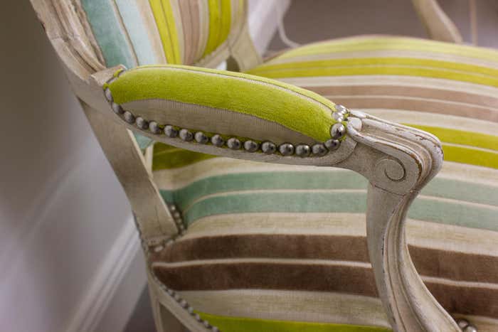 Louis XV style embossed velvet armchair - circa 1950 France